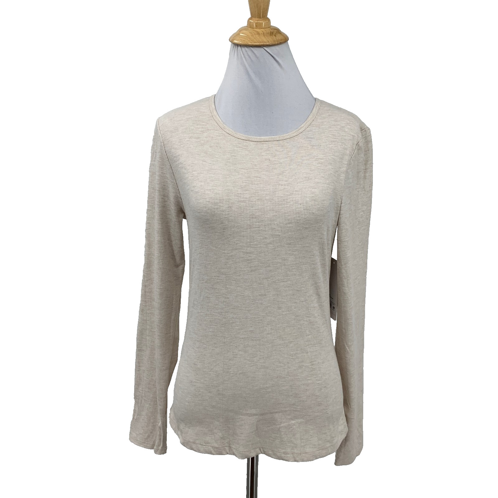 Yogalicious Top Womens M Medium Beige Heavenly Rib Kathleen Long Sleeve