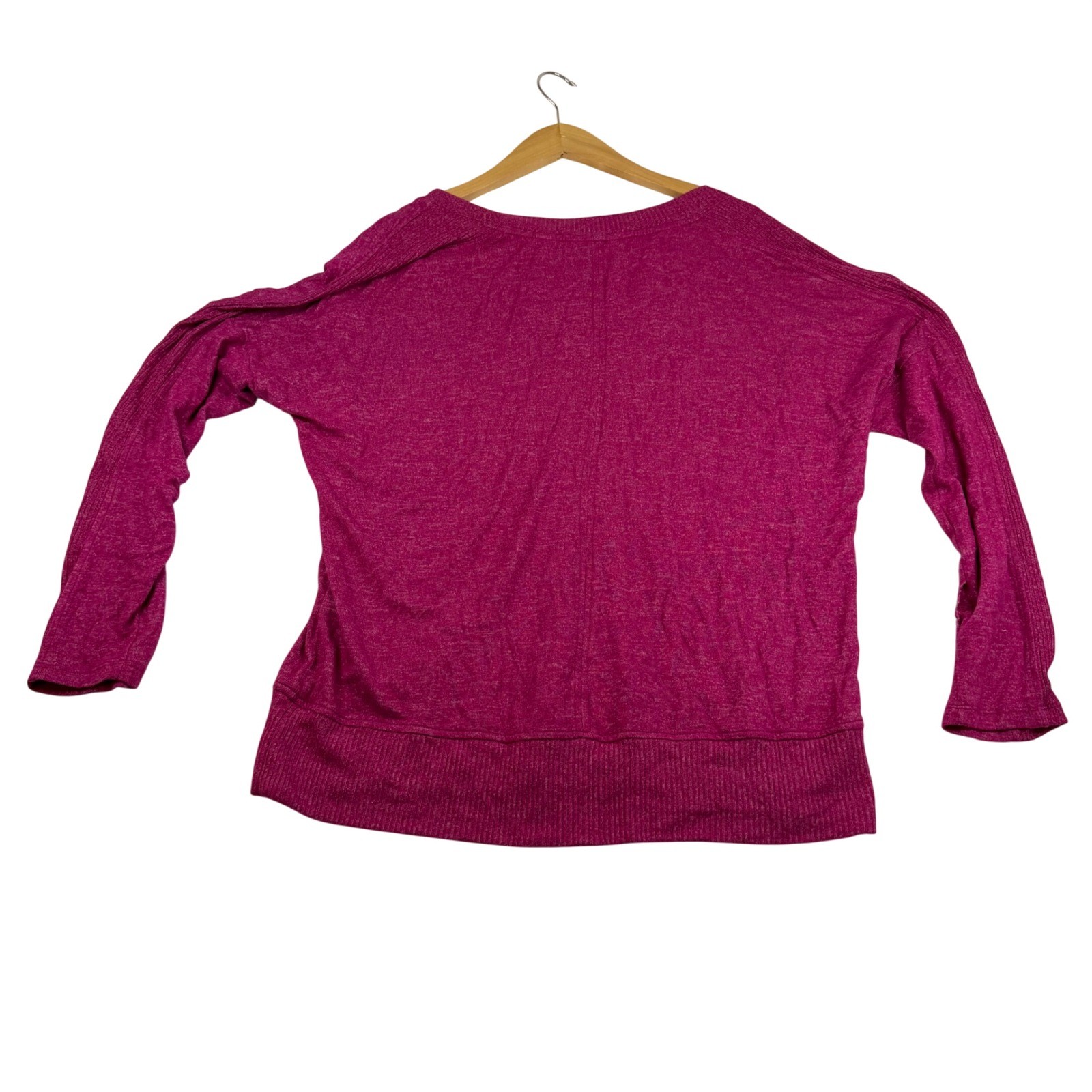 Buffalo David Bitton Womens Magenta Pink Heathered Knit Relaxed Top Size L