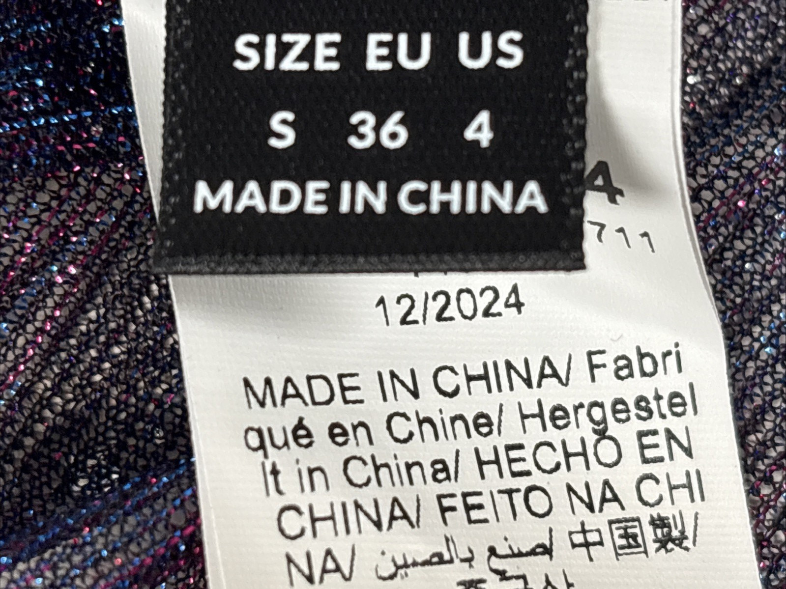 Shein Blouse Sheer Long Sleeves W/Shiny Silver Polka Dot Purple Size 4