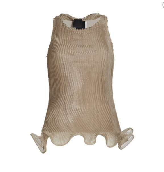 New $2385 GIVENCHY Flared Hem Organza Top Color: PALE GOLDEN One Size Italy