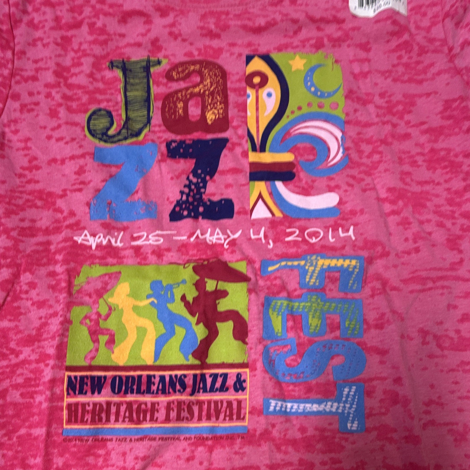 Next Level Apparel Womens Pink Burnout Graphic New Orleans Jazz Fest 2014 XL