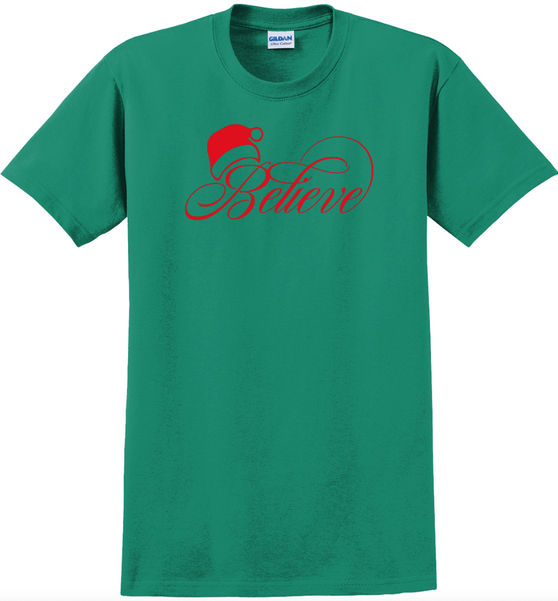 Believe Christmas Holiday T-Shirt Short Sleeve Graphic Tee Unisex apparel Text