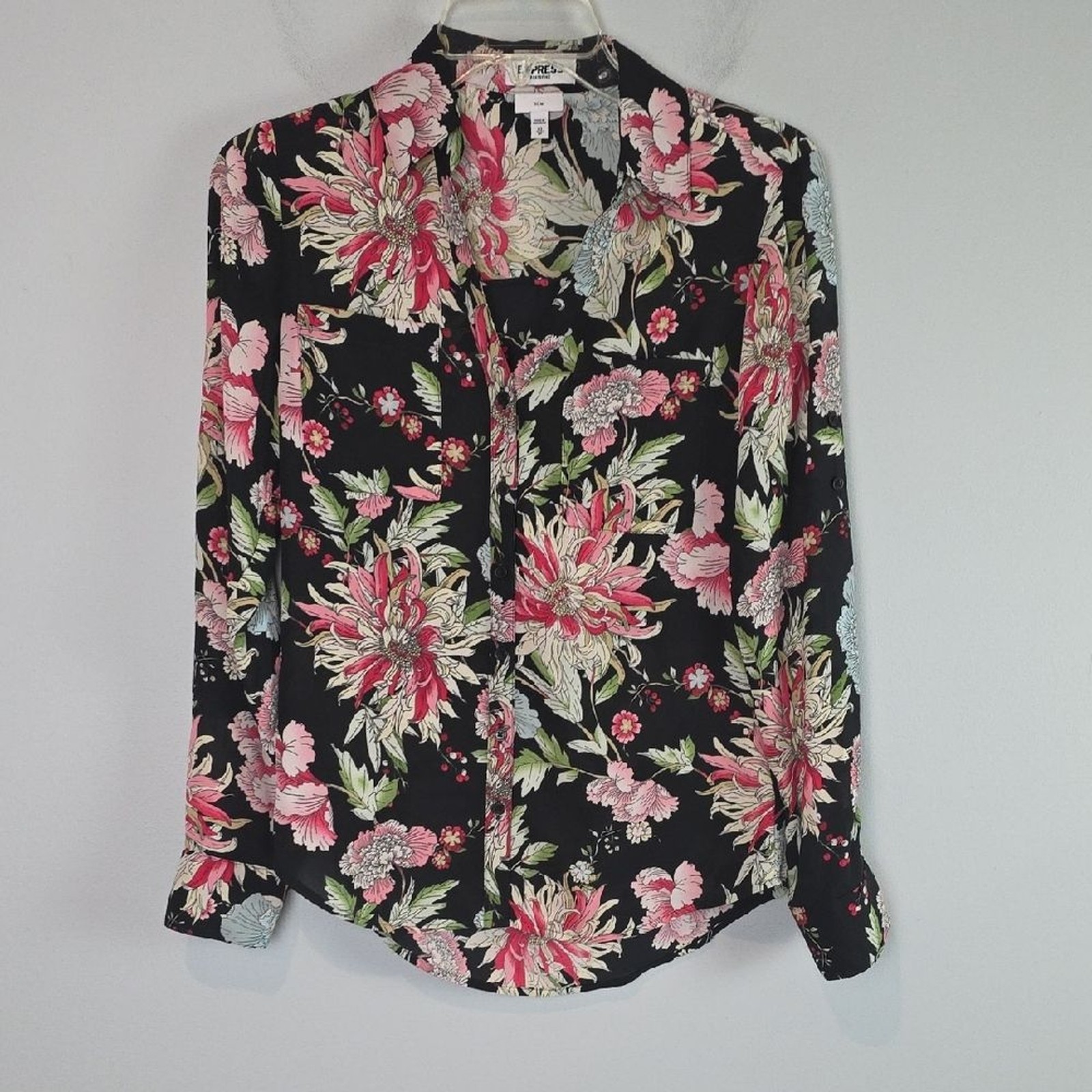 Express portofino slim Floral Black Women’s Top xs extra small