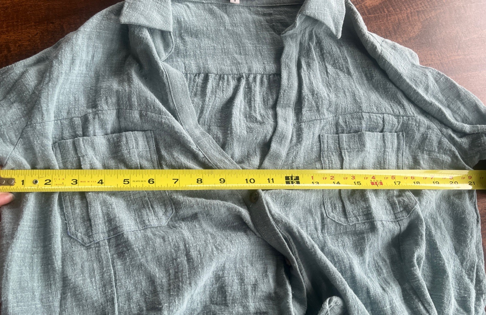 Wishlist Apparel Sage Green Gauze Tie Front Button Shirt Small Coastal Cottage