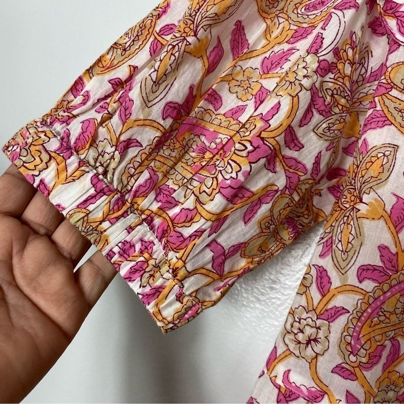 LOLA Australia ruffle paisley blouse sz M