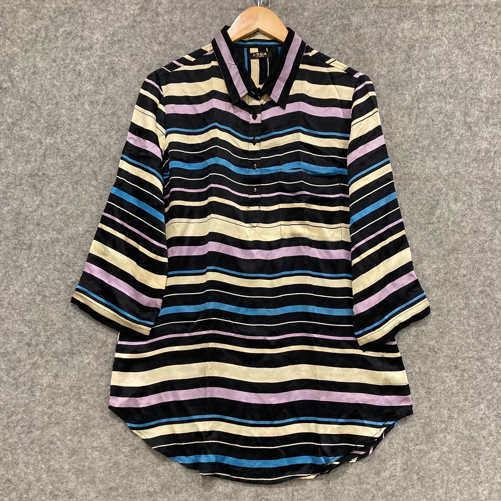 Lola Australia Blouse Womens Size XS Silk Striped Tunic Multicolour 39916