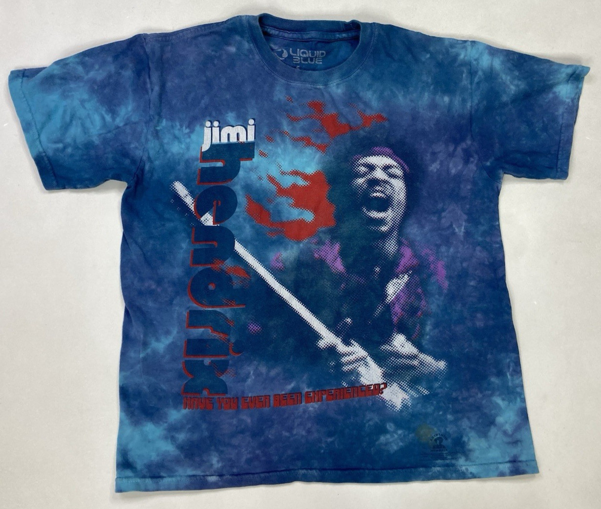 Liquid Blue Jimi Hendrix Graphic T-shirt Women Small Blue Tie Dye Music