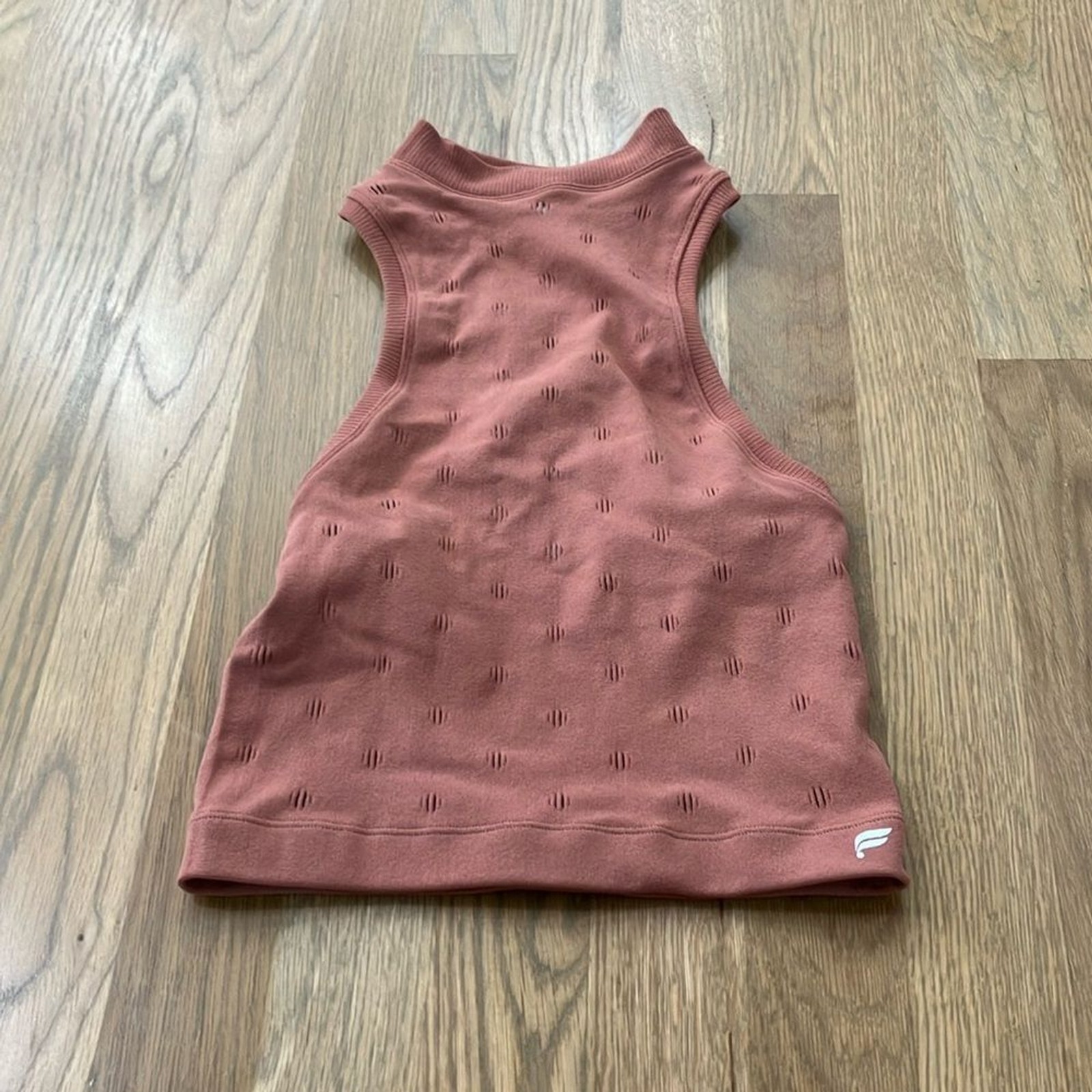 NWT Fabletics Women’s Frances Jacquard Sculptknit Tank Brown Crop Top Shirt