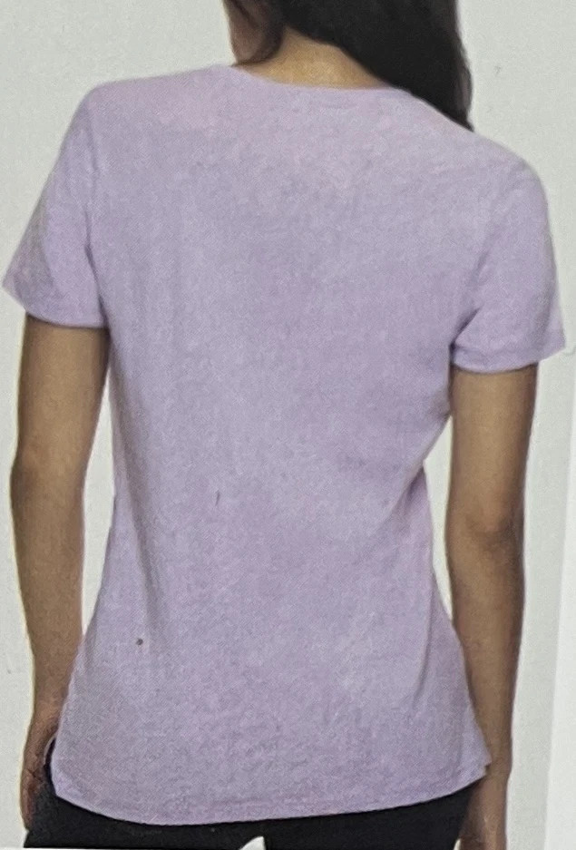 Felina Ladies’ V-Neck Short Sleeve Slub T-Shirt Purple Large New