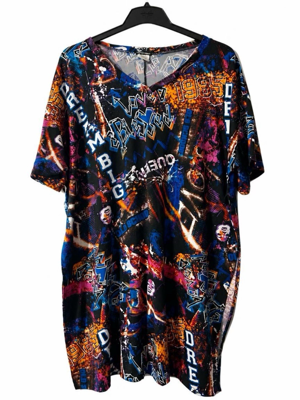 Fashion City Women’s 1X Tunic Top Abstract Graffiti Print