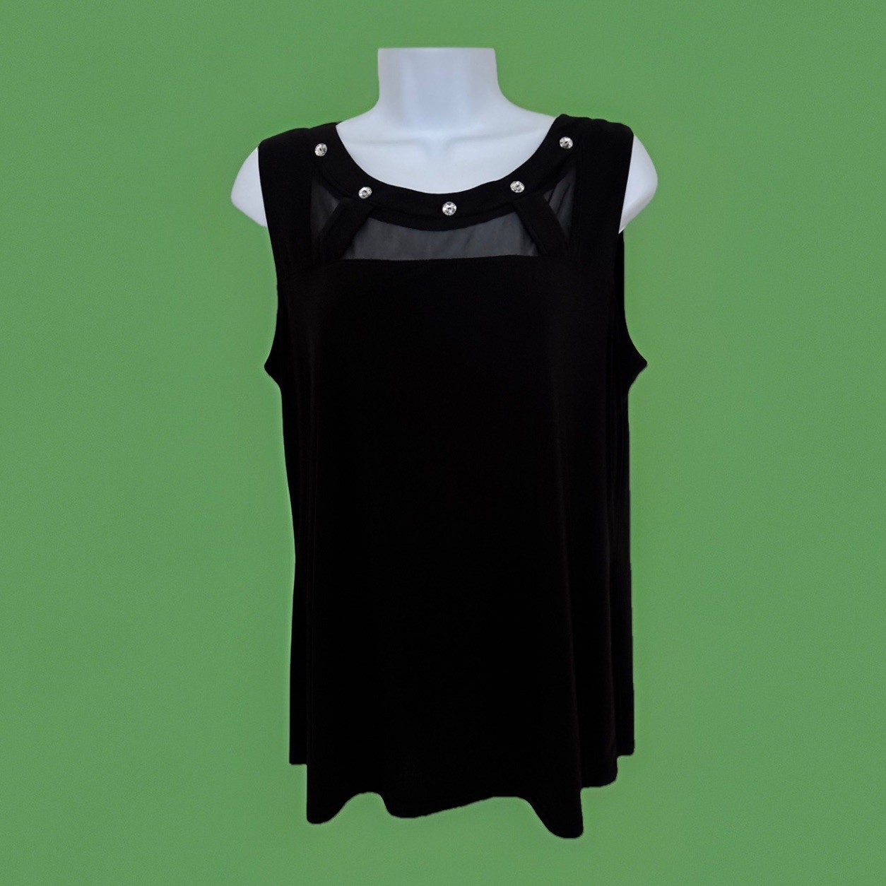 Short Sleeve Trendy Shirt, Black Sz L, Rock, Retro, Y2K, Crystal Button Accents