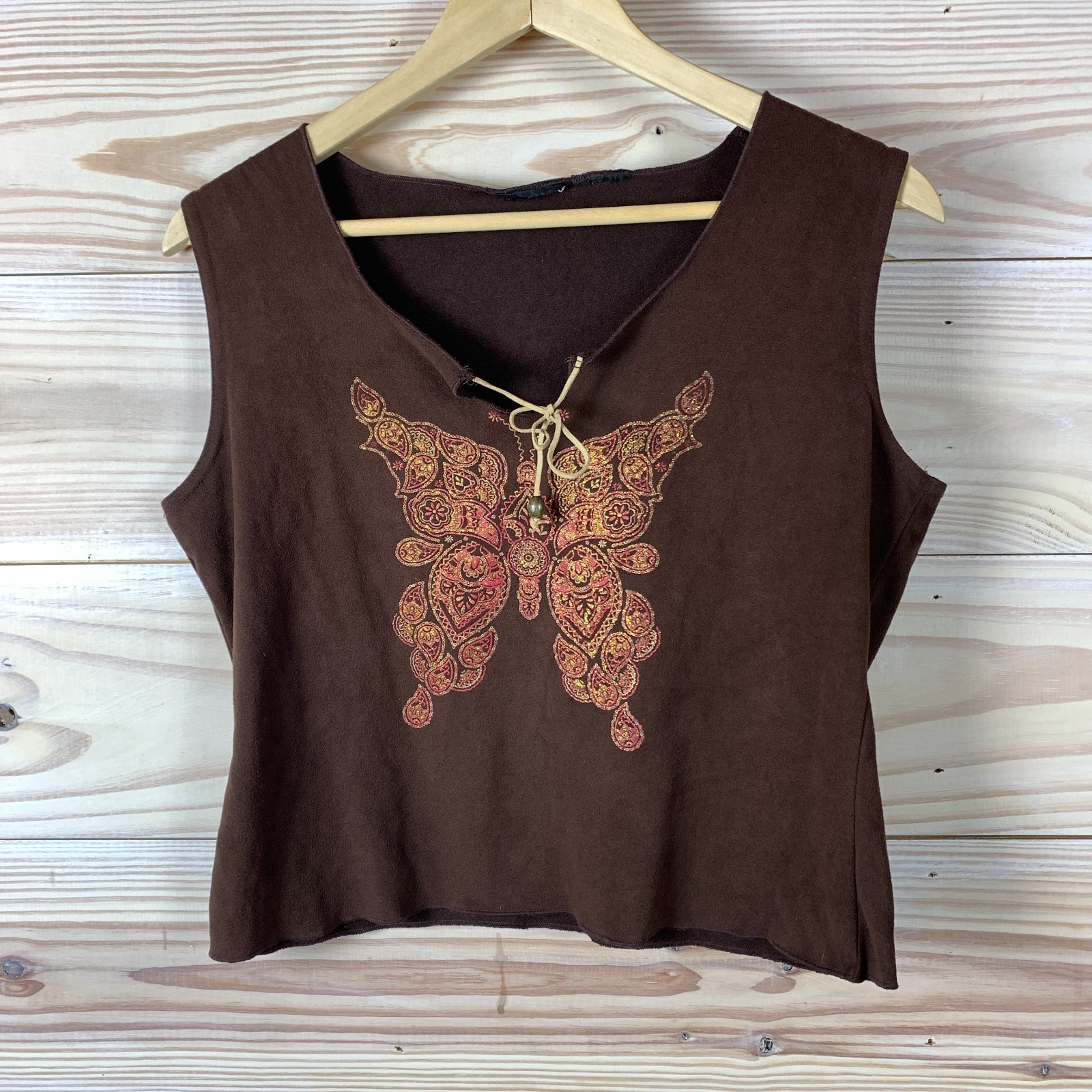 Y2K No Boundaries Crop Top Glitter Butterfly Microfiber 00s Fairy Grunge Western