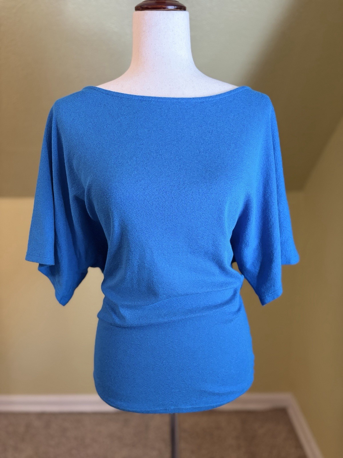 Michael Stars Cobalt Blue Boatneck Dolman Sleeve Top One Size Fits Most