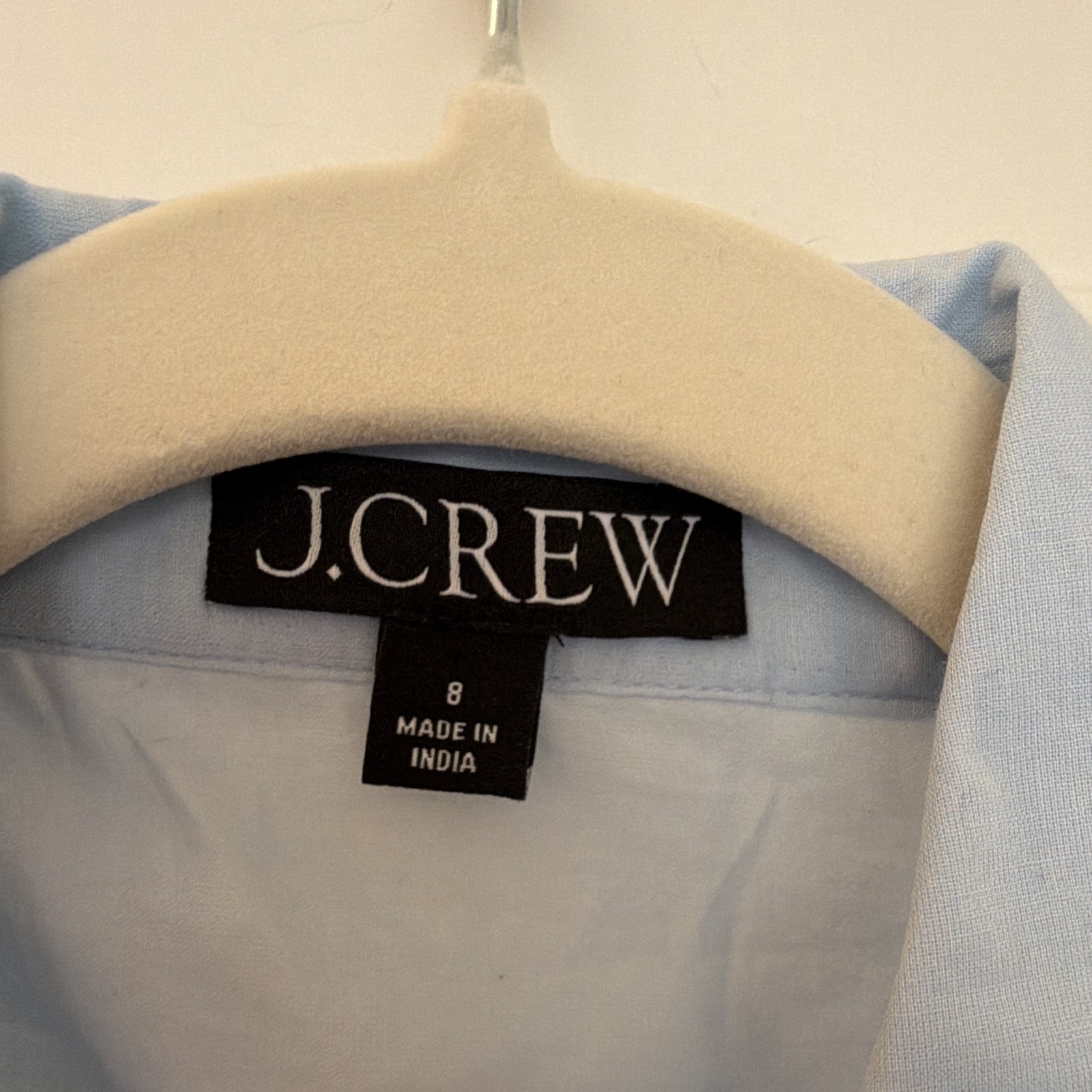 J.CREW Blue Solid 100% Cotton Button-Front Collared Short Sleeve Blouse 8