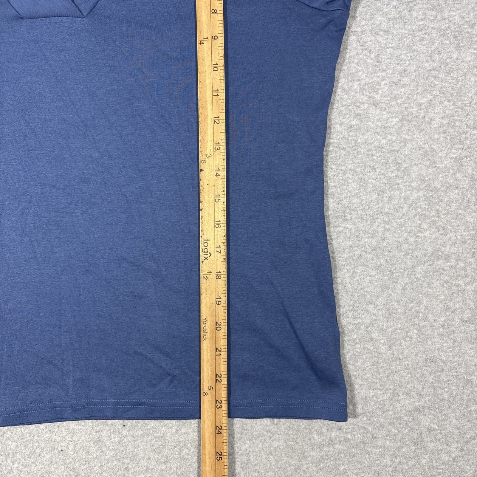 L.L.Bean Women’s Sz L Pima Cotton Tee Large Blue Shawl Collar Long Sleeve Soft