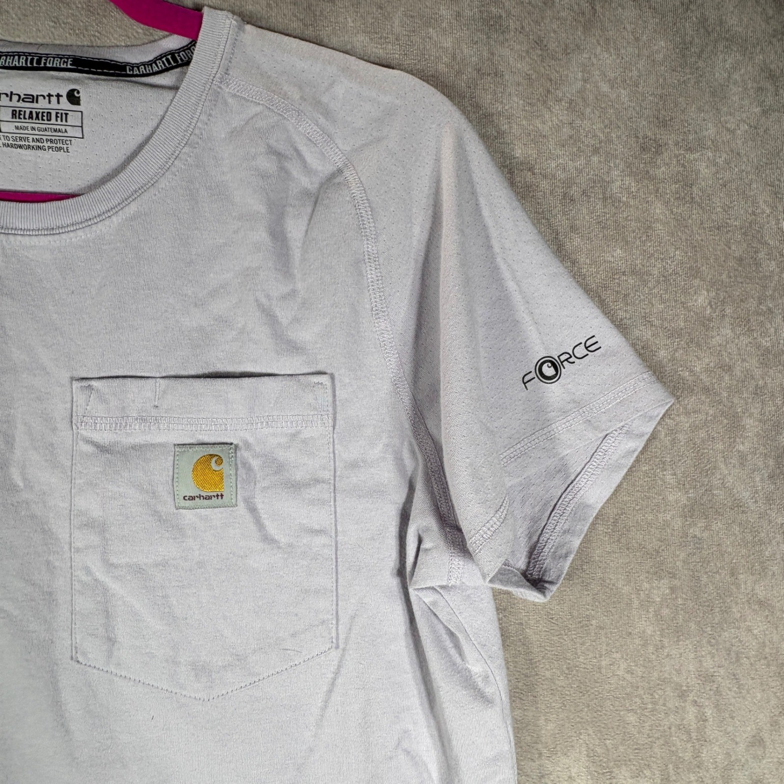 Carhartt T-Shirt Womens M Purple Force Relaxed Fit Pocket Tee Casual Outdoor $25