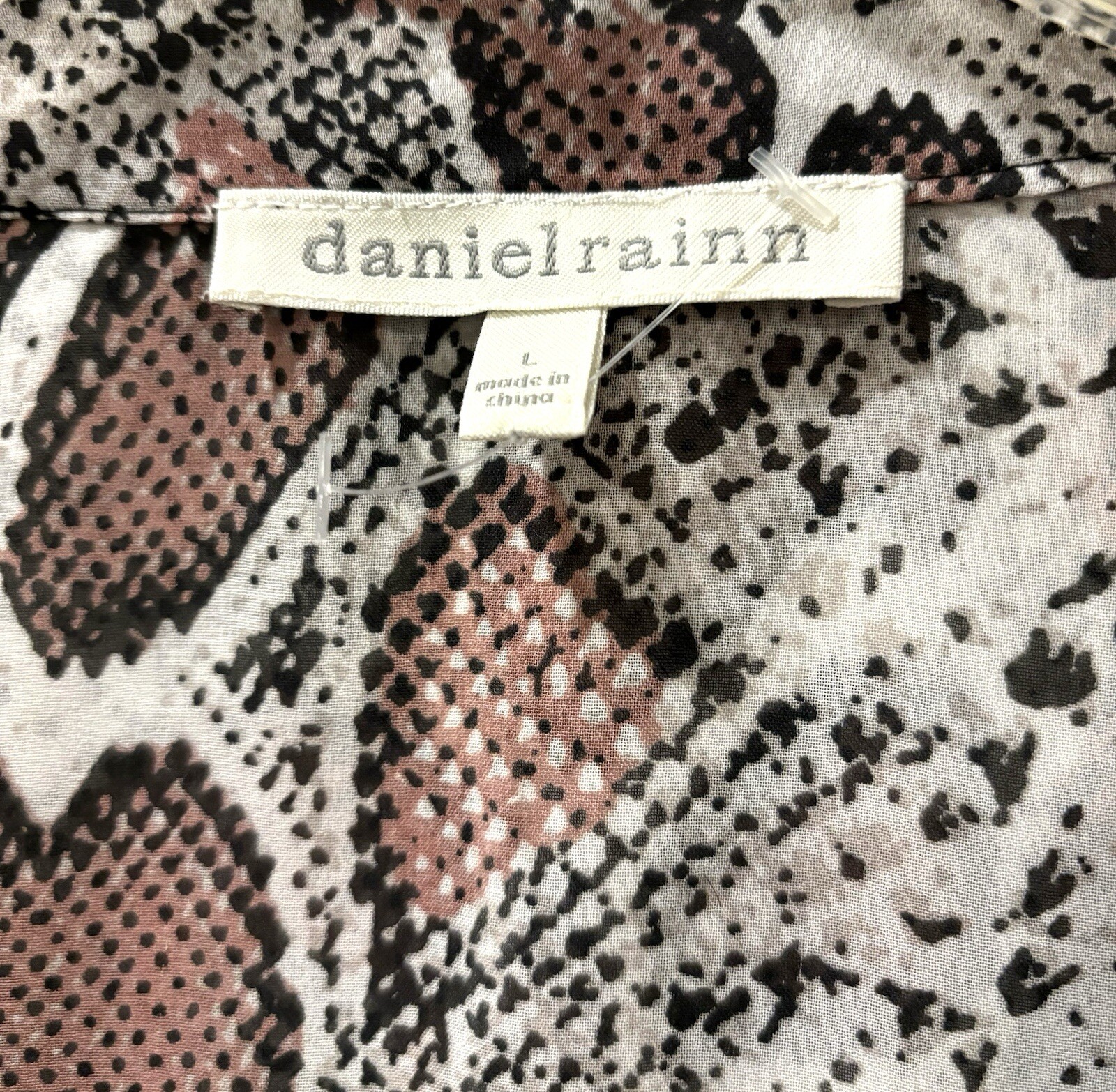 DANIEL RAINN SNAKE PRINT TOP L GEORGETTE ZIPPER POCKET BOLD STATEMENT MAXIMALIST