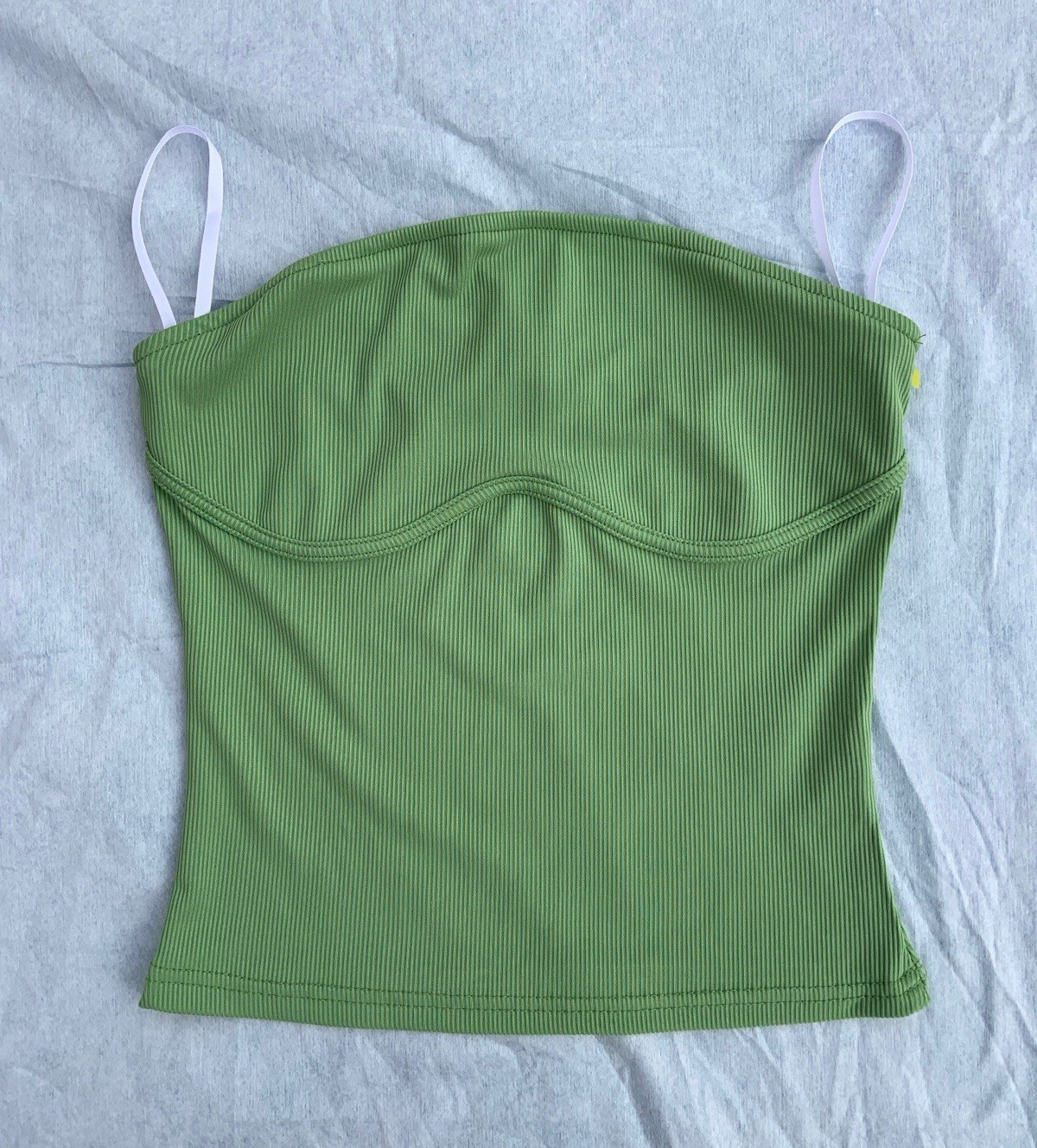 BOTURE Green Ribbed Knit Sweetheart Spaghetti Strap Camisole Tank Top S WOMEN