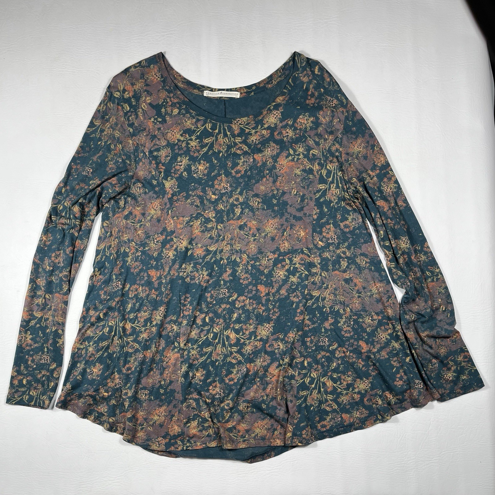 Peruvian Connection Tunic Top Womens M/L Twilight Meadow Pima Cotton Modal