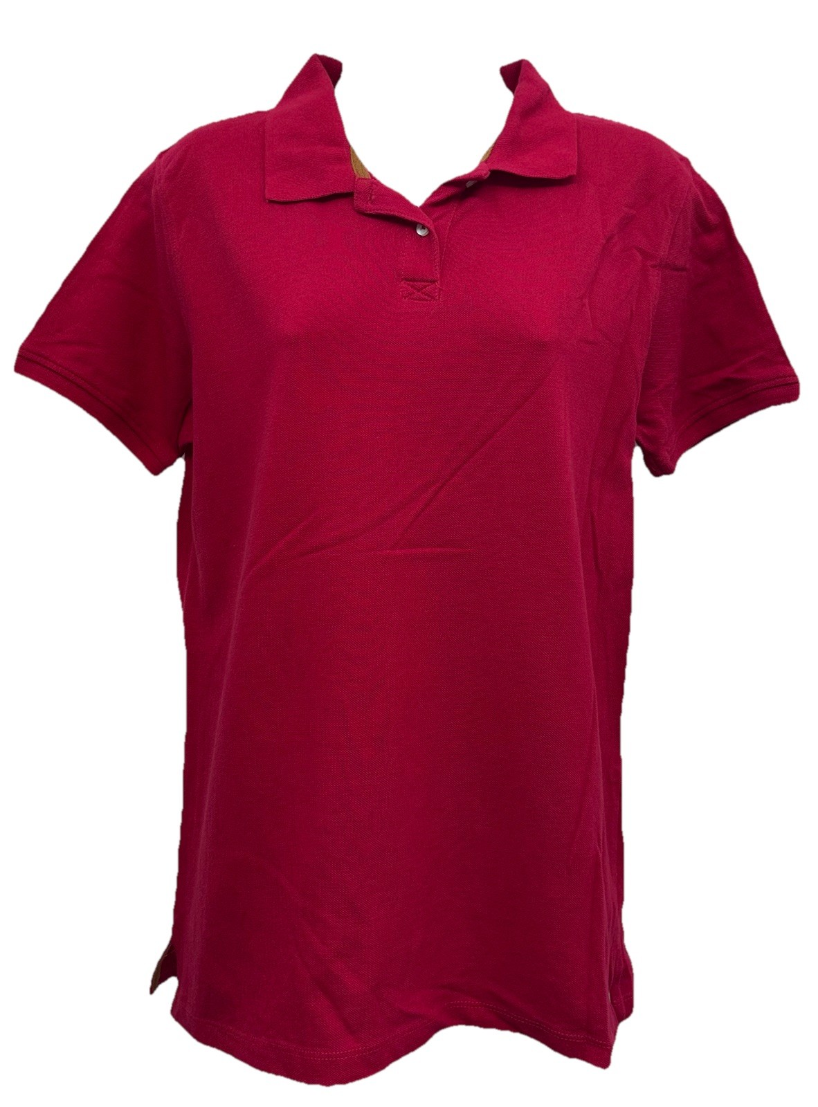 Harriton Women Size L Pullover Short Sleeve Polo Shirt Solid Red 100% Cotton