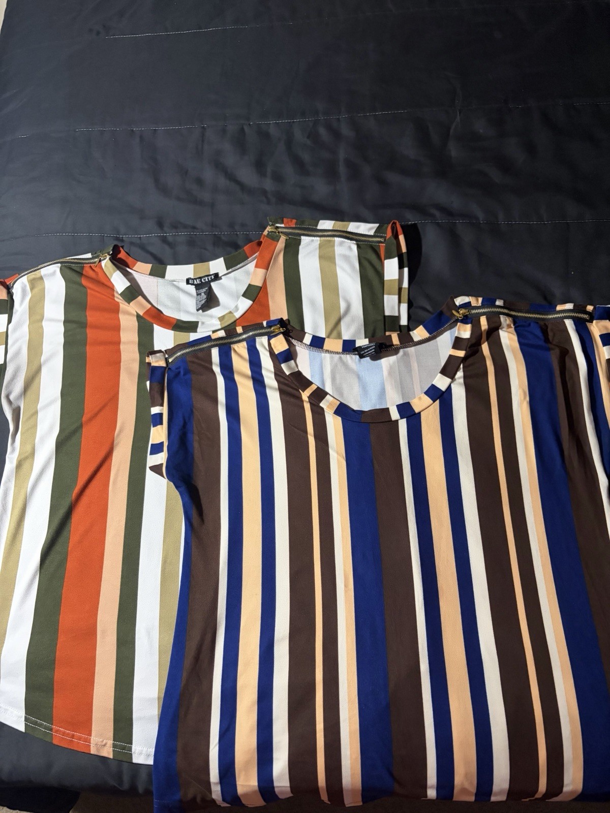 Bae City XL Multicolor Vertical Striped Cap Sleeve Tops Summer Bundle