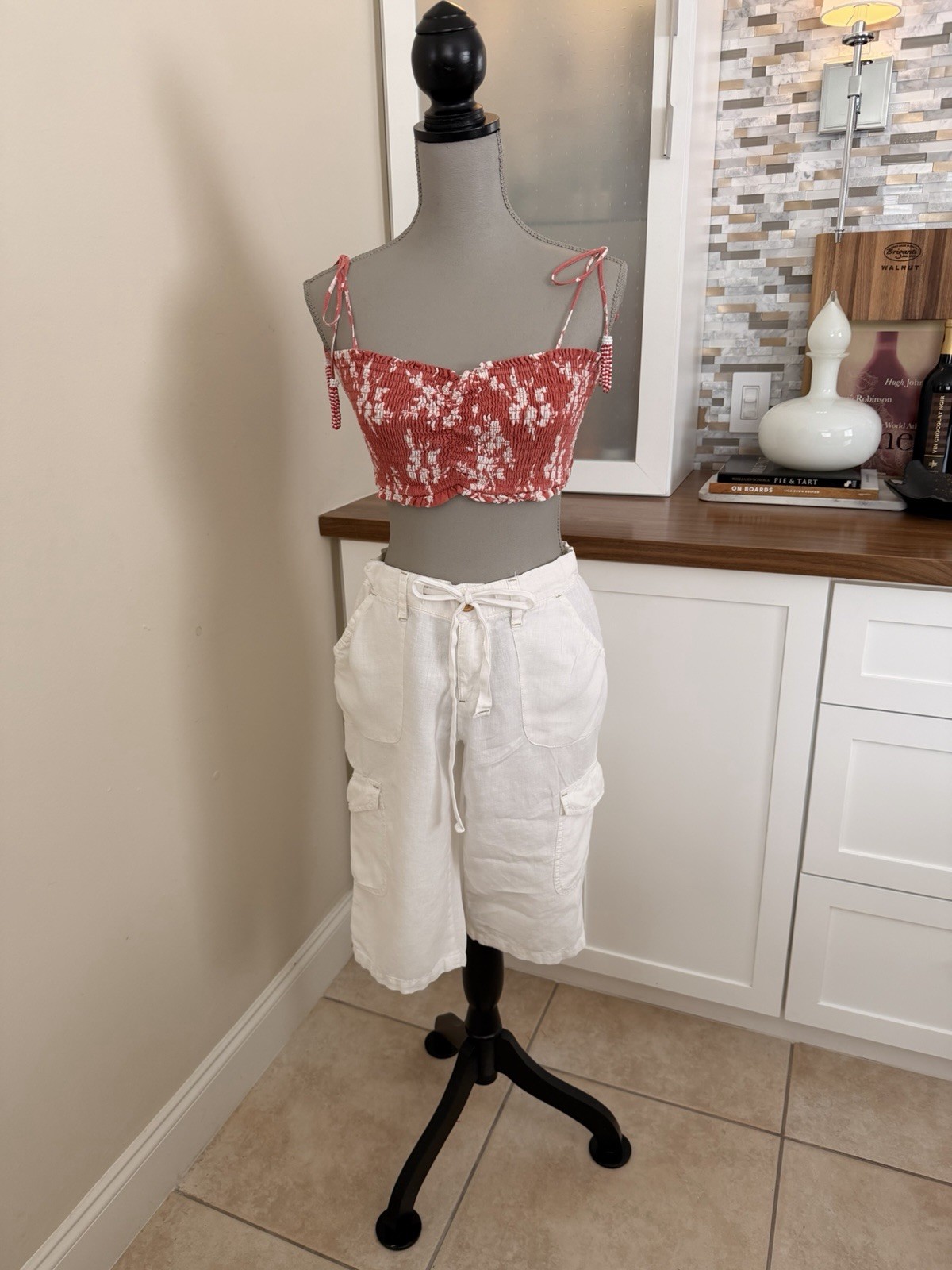 House of Harlow 1960 Boho-inspired Beaded Festival Sweetheart Crop Top – Size S
