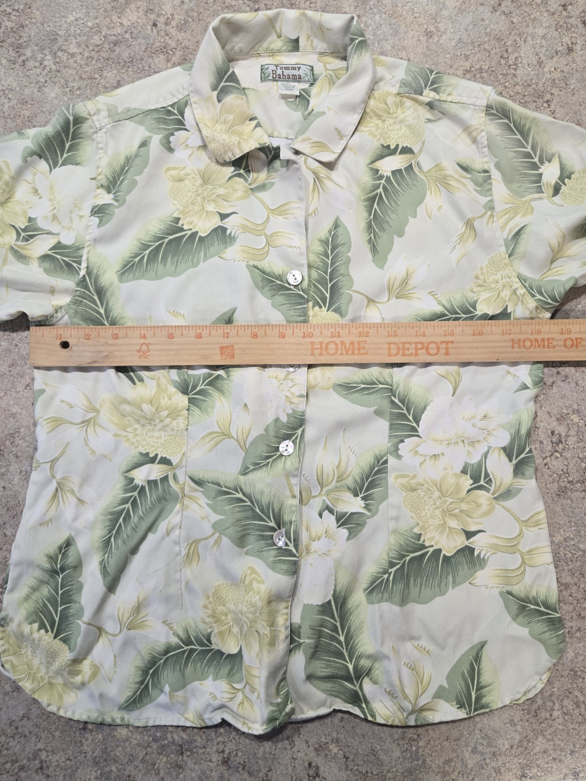 Vintage Tommy Bahama Womens M Silk Hawaiian Shirt Tropical Floral Camp Collar EU