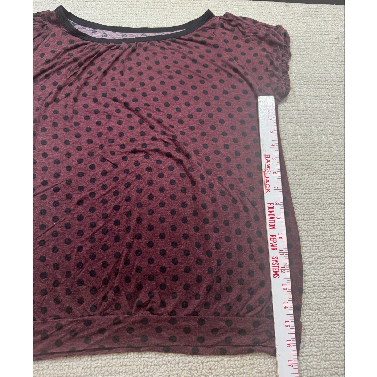 Ann Taylor LOFT Women’s XL Tee Burgundy Polka Dots Viscose/Lyocell Blend Summer