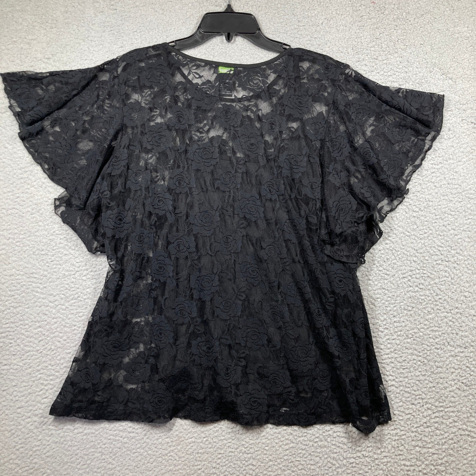 Shannon Ford Top Womens 2X Black Floral Lace w/Cami Flutter Sleeve Whimsigoth