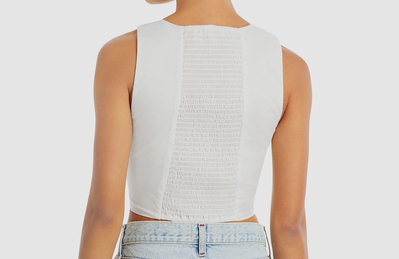 $65 Wayf Women’s White Sleeveless Square Neck Tank Top Size XS