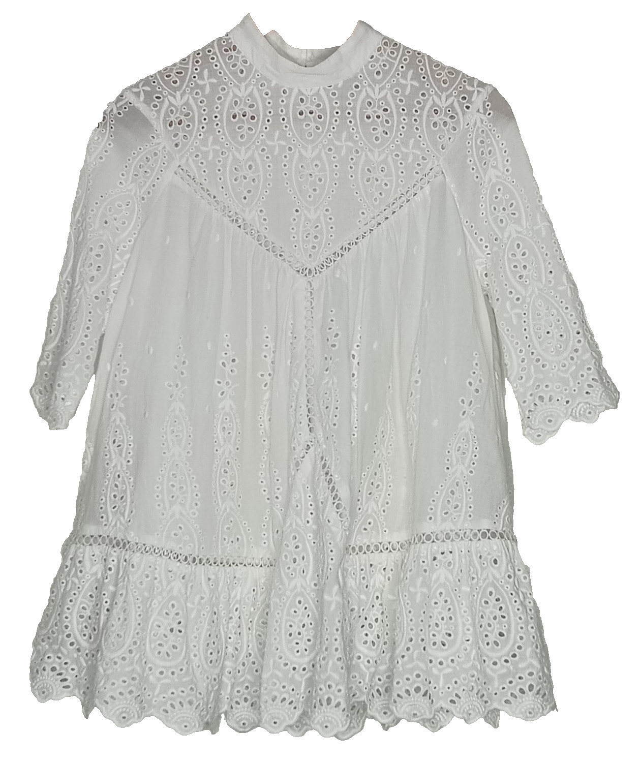 Zimmermann Top Size 1 AU 8 US 4 White Lace Boho Babydoll Embroider Smock Tunic