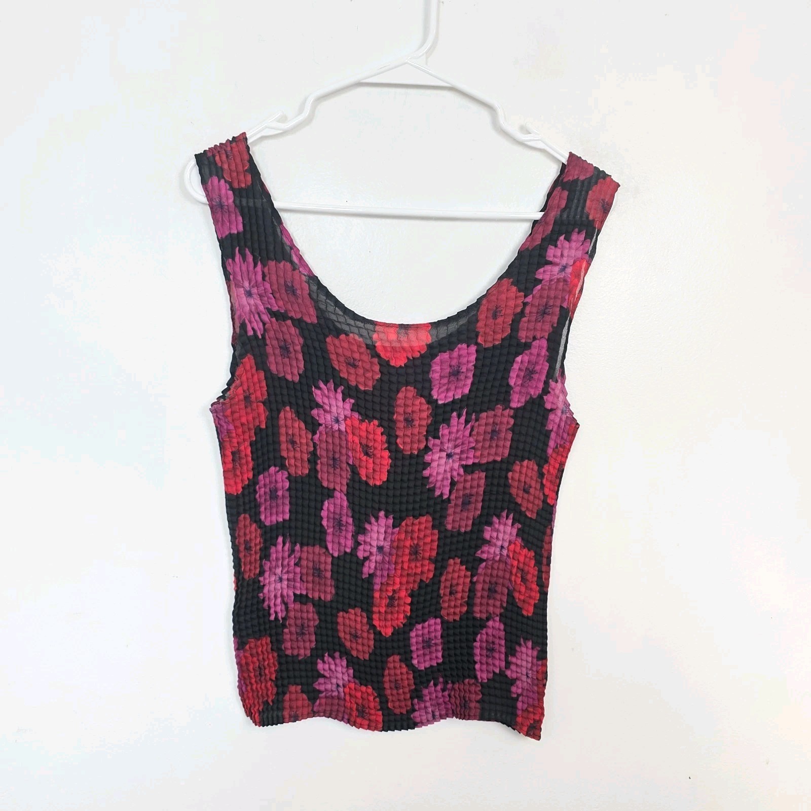 Impressions Black Pink Floral Bubble Y2K Whimsygoth Dark Romantic Tank Top Sz M
