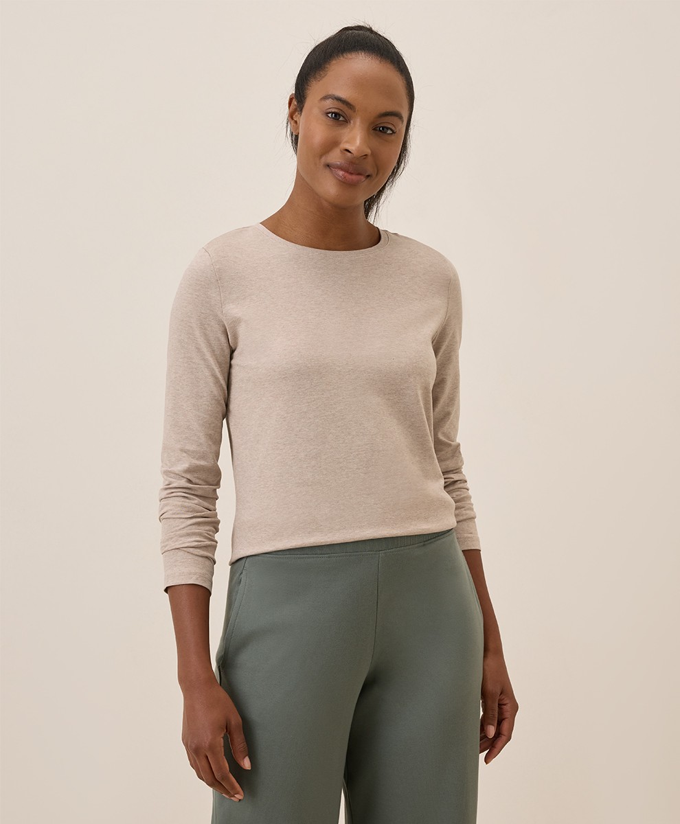 Pact Women’s Luxe Stretch Jersey Slim Long Sleeve Tee Extra Small Oat Heather