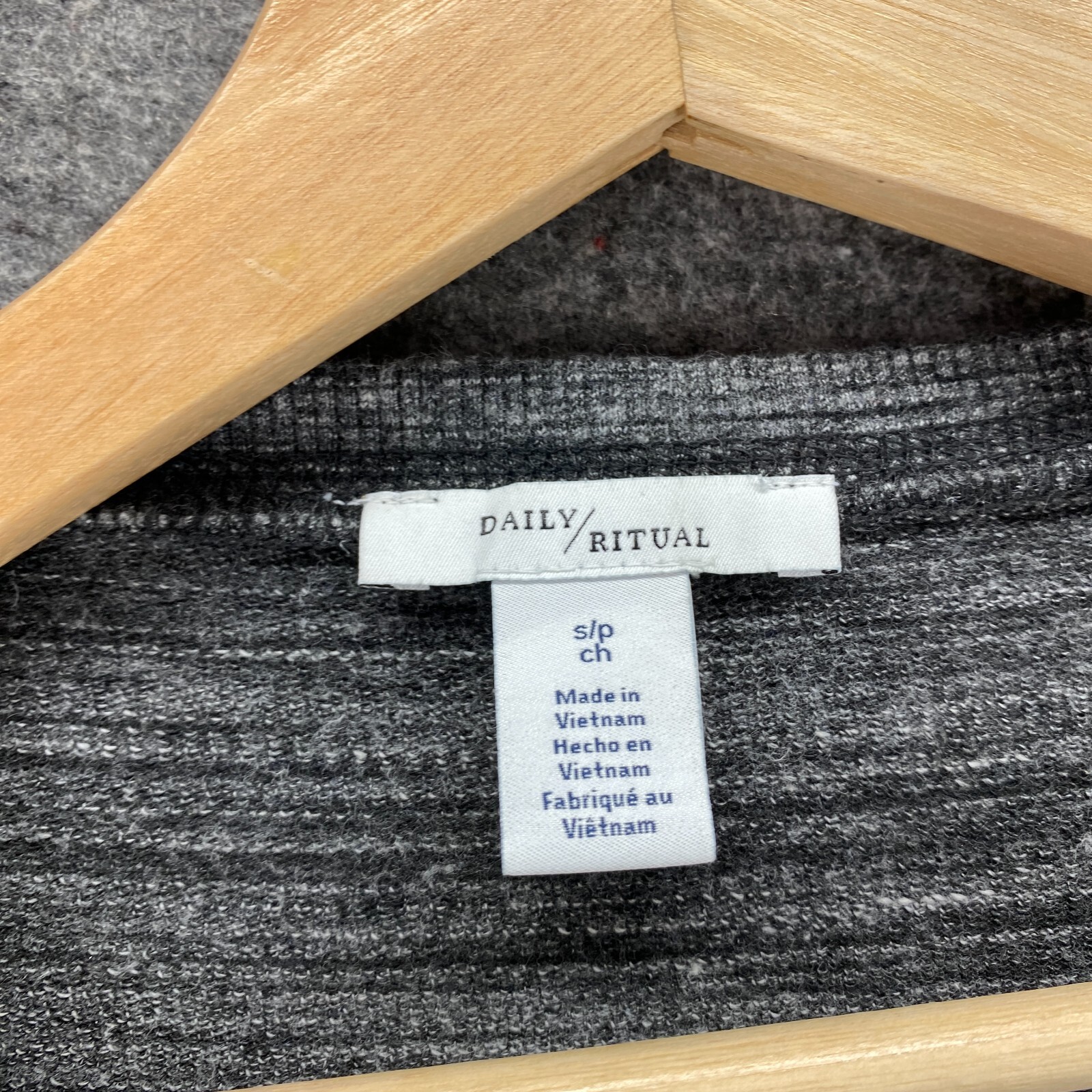 Daily Ritual T-Shirt Women S Gray Striped Short Sleeve Cotton Pullover Top