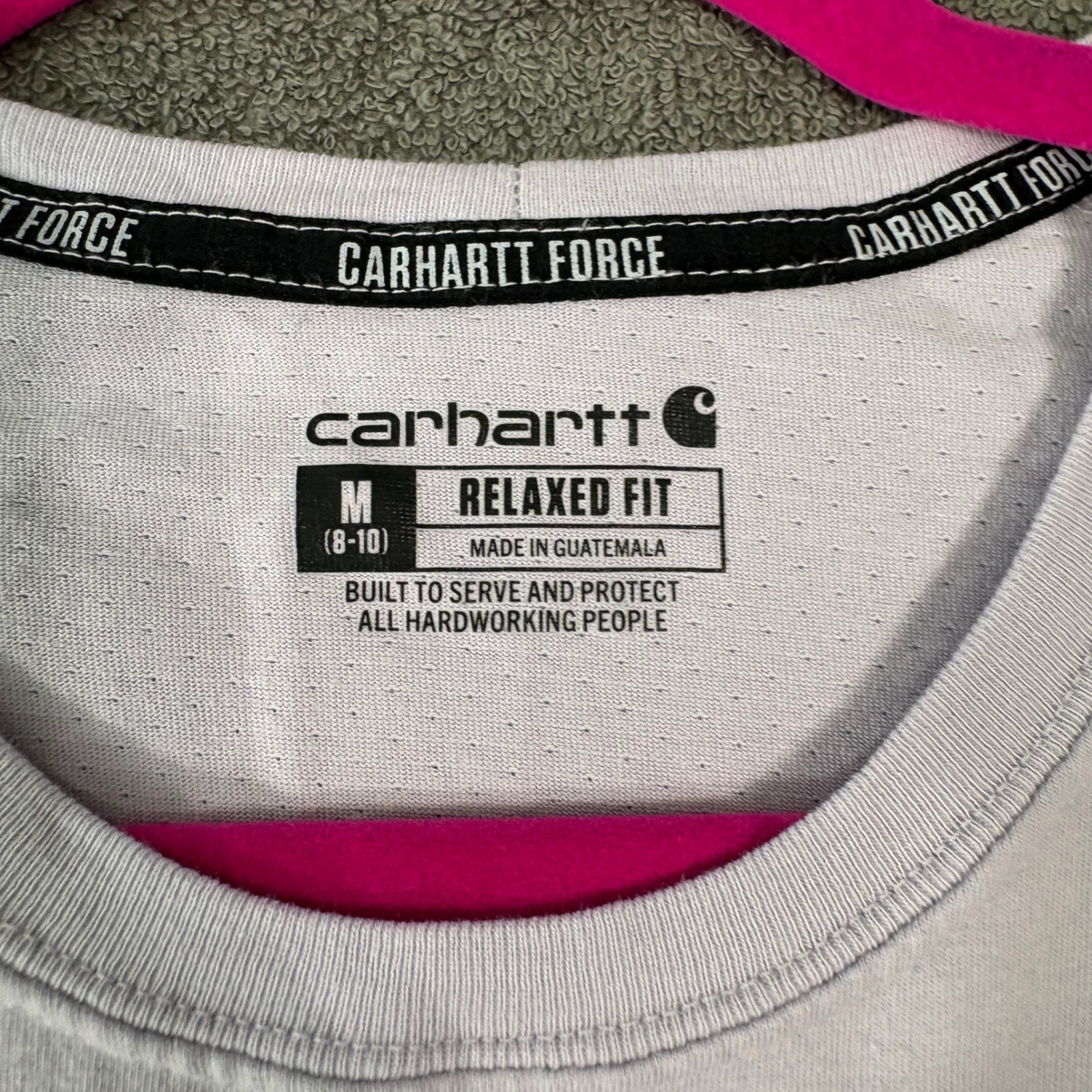 Carhartt T-Shirt Womens M Purple Force Relaxed Fit Pocket Tee Casual Outdoor $25