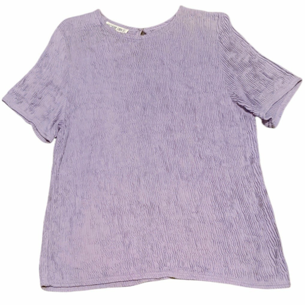 Vintage 90s Gloria Lance Ruffle Top Lavender Purple Keyhole Back Tag Size Large