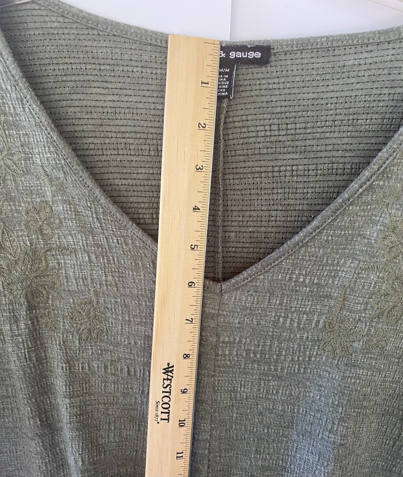 Cable & Gauge Pullover Blouse Top Raglan V-Neck Short Sleeves Green Women’s M