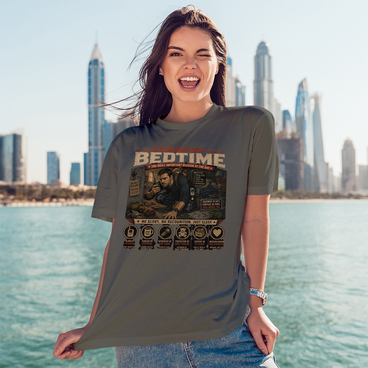 Mission Bedtime The Most Important Mens T-Shirt Funny Fatherhood Fathers Day