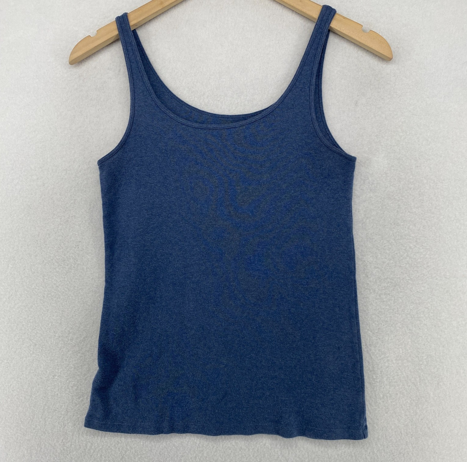 EILEEN FISHER Tank Top S Organic Cotton Ribbed Stretch Jersey Melange Cami Blue