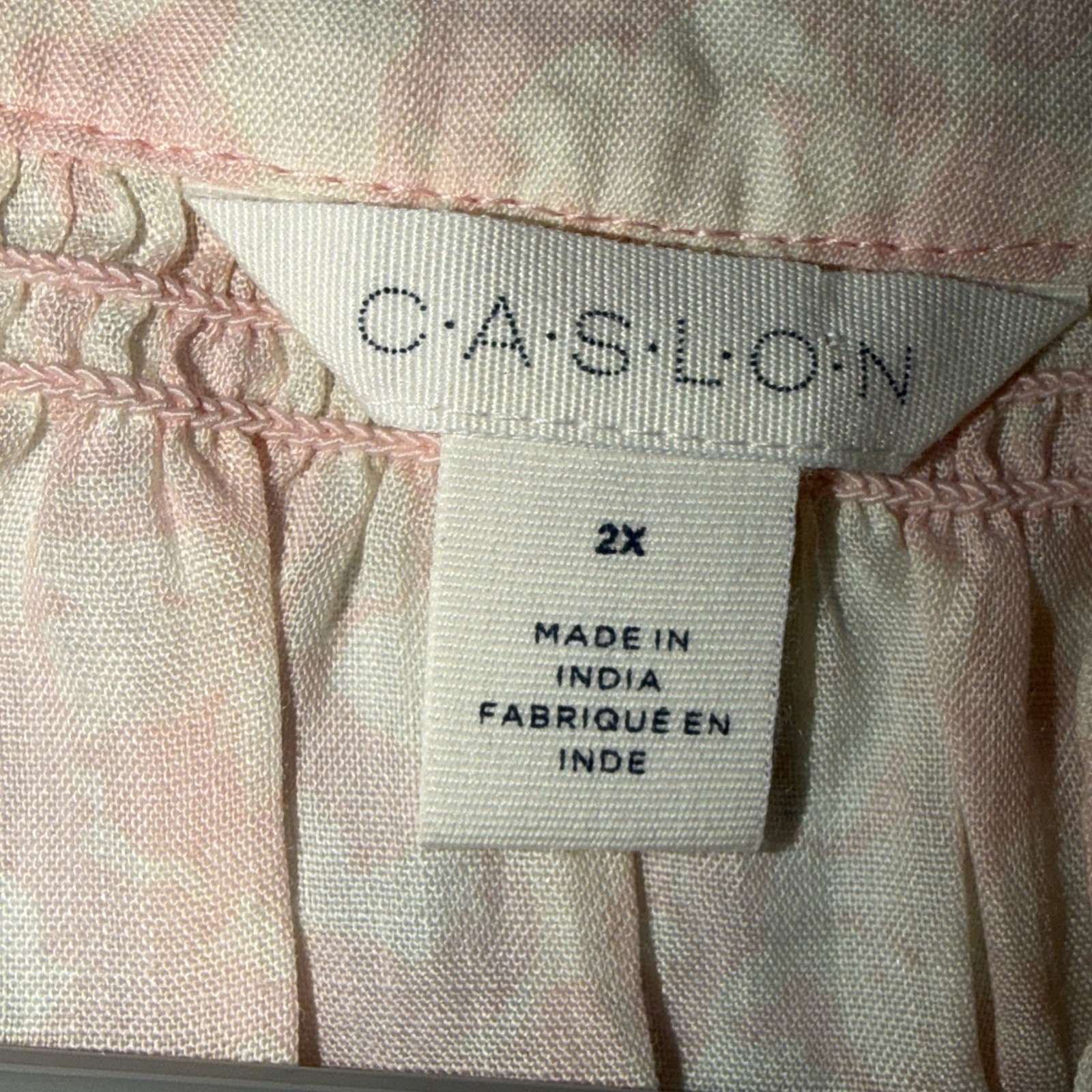 CASLON Pink Floral Blouse NEW women’s 2XL V Neck Pullover Tunic Flowy Cotton Top