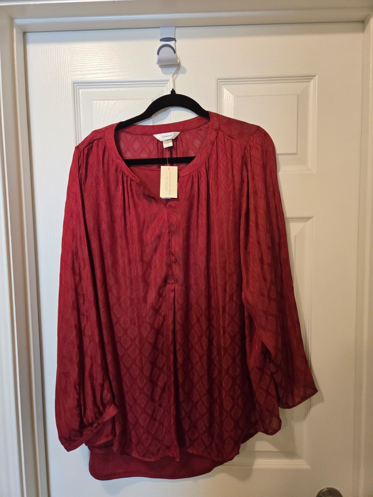 CJ Banks size 2x burgandy blouse new with tags