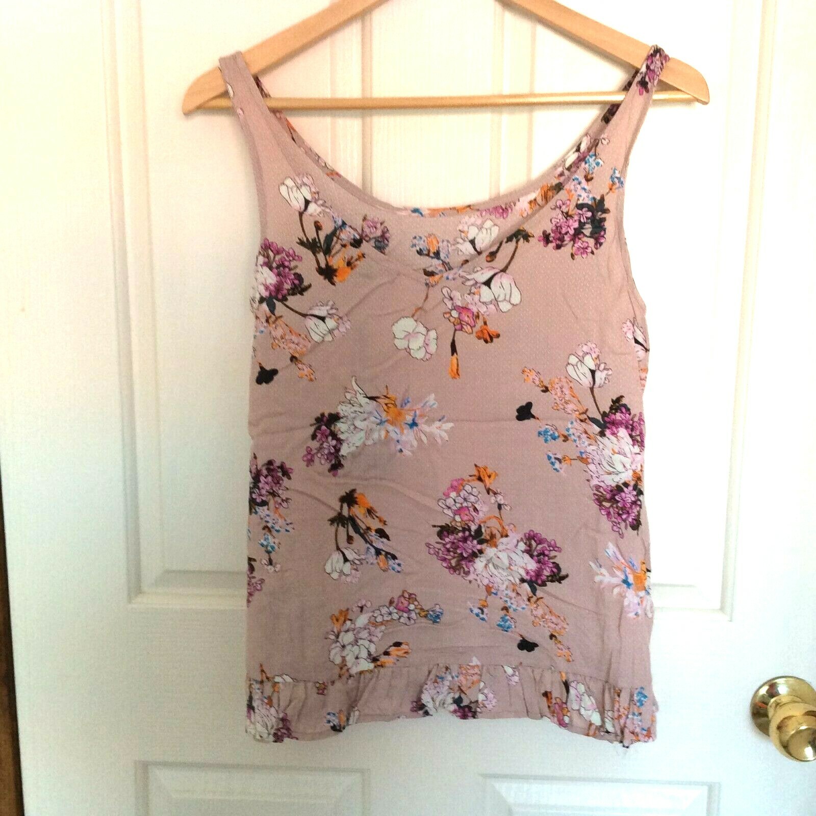 CAROLINE MORGAN WOMEN’S DESIGNER FRILL HEM FLORAL TOP SIZE 8 x 2