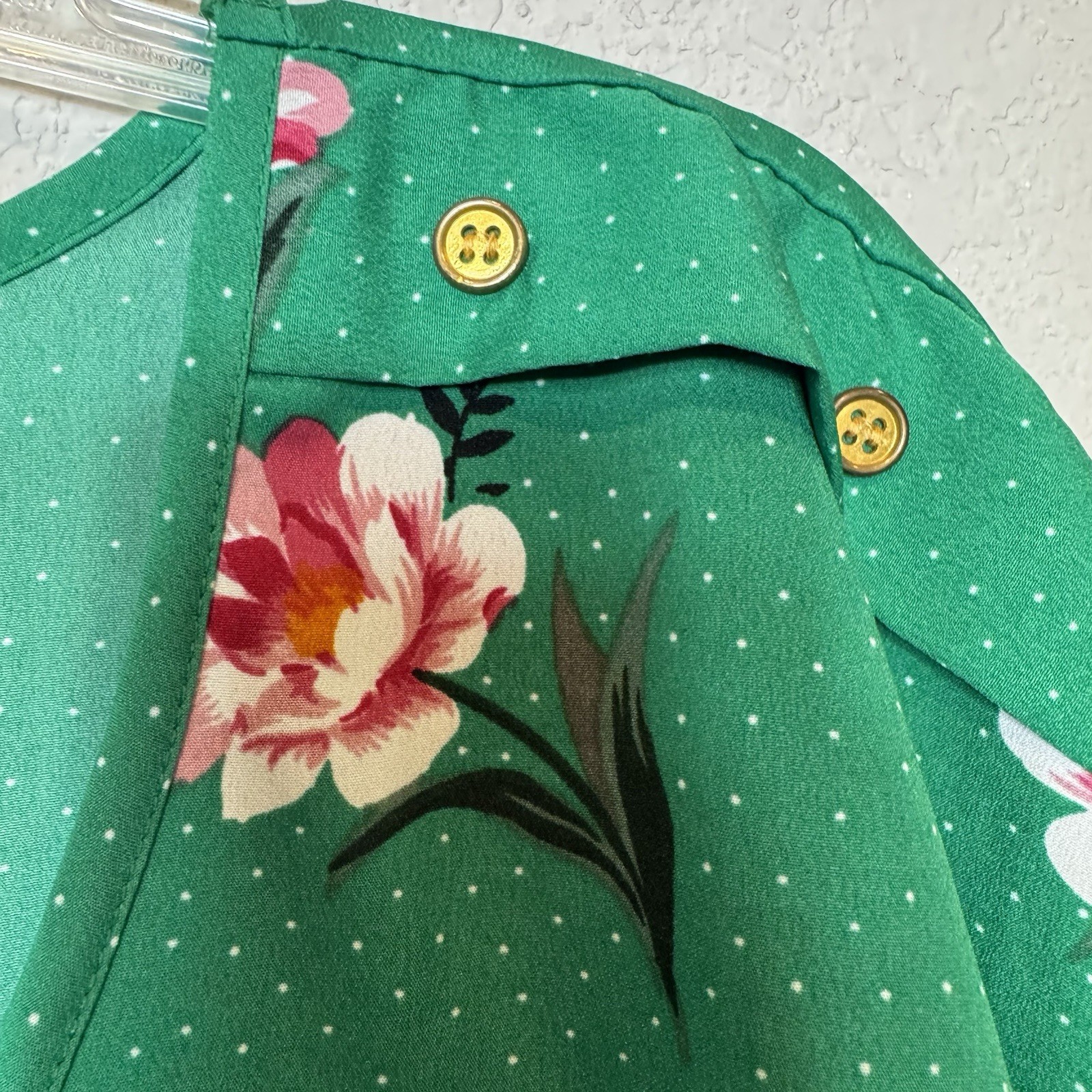 Speed Limit Plus Size Green Floral V-Neck Blouse Button Detail Cottagecore 2X