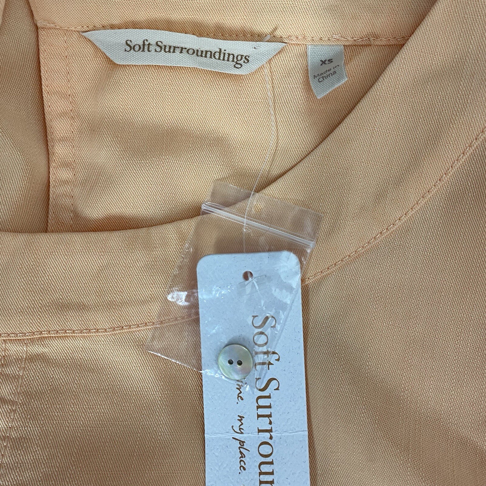 Soft Surroundings Womens Georgica Tencel Top Size XS Peach Orange 3/4 Sleeve