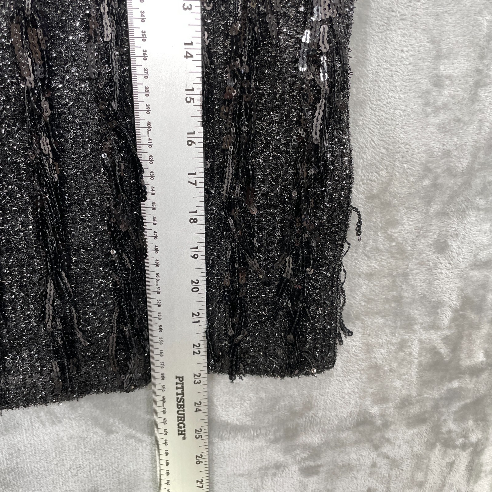 NWT LOFT Sequin Fringe Square Neck Cami Tank Top Black Size Large Party NEW