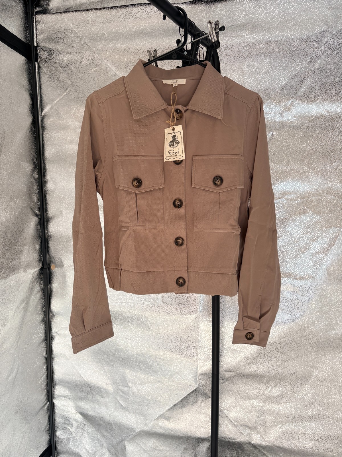 Easel Button Up Fitted Shirt Brown Sz L – Style ET20692