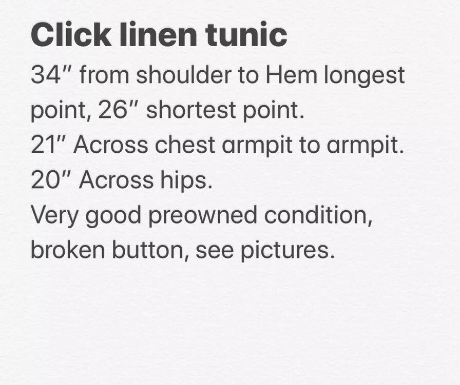 Click by Color Me Cotton Tunic Linen Asymmetric Shirt Lagenlook Women’s S USA