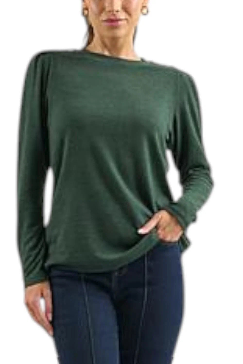 DG2 by Diane Gilman Women’s Novelty Button Crew Neck Top Forest