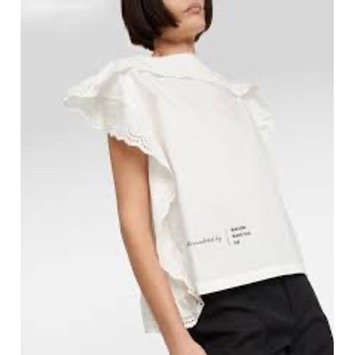 MM6 Maison Margiela Off-White Eyelet Ruffle Blouse Size 38