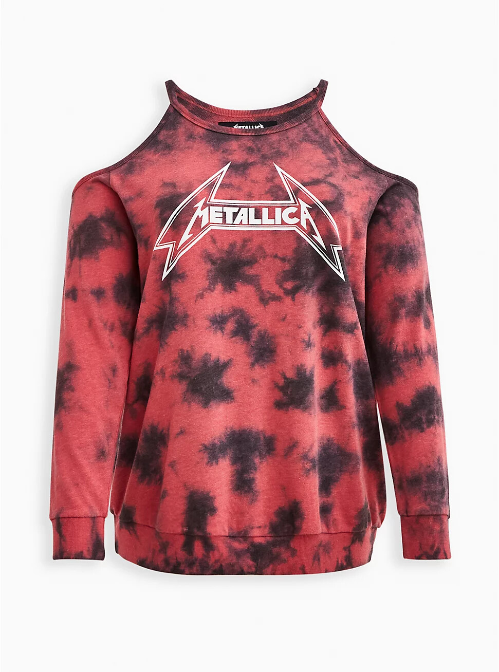 Torrid Cold Shoulder Sweatshirt Terry Metallica Red Wash Sz 2 2X 18 20 #A46292